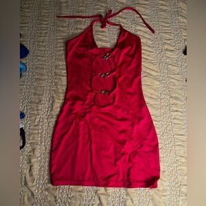 XS red cut out body con dress